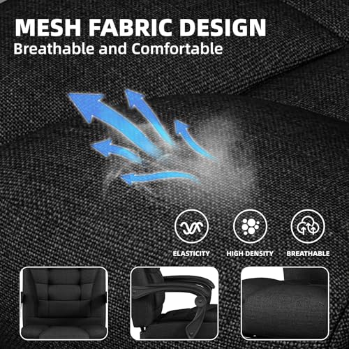 Office Chair, Big and Tall Fabric Gaming Chair with Footrest, Executive Comfortable Computer Desk Chairs, 360° Swivel Base & Height Adjustable Executive Chairs for Adults, Gamer Chair & Silla Gamer SITMOD
