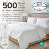 California Design Den - Queen Sheets Set Cotton Soft 100% Cotton Sheets Deep Pockets Snug Fit Elastic, 500 Thread Count Sateen, Damask Stripe Sheets for Bed - Light Blue - Striped California Design Den