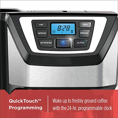 BLACK+DECKER 12-Cup Mill and Brew Coffee Maker, Automatic Grind and Brew Drip Coffee Machine, Programmable, Sneak-A-Cup, Reusable Filter.