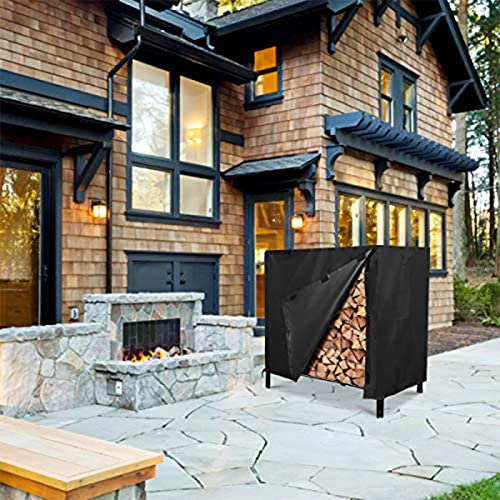 HOXHA Firewood Rack Cover Outdoor Log Rack Waterproof Cover Oxford Fireplace Wood Rack Covers Weather Resistant Outside, 8FT HOXHA