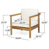 Christopher Knight Home Abigail Outdoor Acacia Wood Club Chair (Set of 2), Teak Finish, Cream Christopher Knight Home