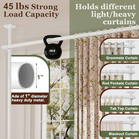 Goovilla Room Divider for Room Separation, Tension Curtain Rods No Drilling, 4-10ft(H) 28-114inch(W) Adjustable Temporary Privacy Wall Divider, Heavy Duty Freestanding Space Partition Separator, White Goovilla