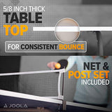 JOOLA Indoor 15mm Ping Pong Table with Quick Clamp Ping Pong Net Set - Single Player Playback Mode - Regulation Size Table Tennis Table - Compact Storage Ping Pong Table JOOLA