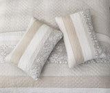 Chezmoi Collection Robyn 3-Piece Neutral Taupe Gray White Floral Hibiscus Flower Patchwork Striped Quilt Set - Pre-Washed Cotton Coverlet - Lightweight Reversible Bedspread, Queen Size Chezmoi Collection