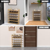 RESTSUKO 6-Tier Free Standing Shoe Racks, Bamboo Wood Shoe Rack for Entryway & Closet, Holds up to 24 Pairs of Shoes RESTSUKO