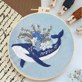 Huacan Embroidery Kit for Beginners Adults Includes Stamped Bee and Dolphin Pattern, Hoop, Color Threads,Tools,Easy to Follow Instruction