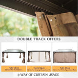 Domi 12x14FT Lean to Gazebo, Hardtop Wall Mounted Gazebo with Sloping Galvanized Steel Roof, Wall Pergola with Aluminum Frame, Curtains and Netting, for Patio, Deck, Garden, Backyard domi outdoor living