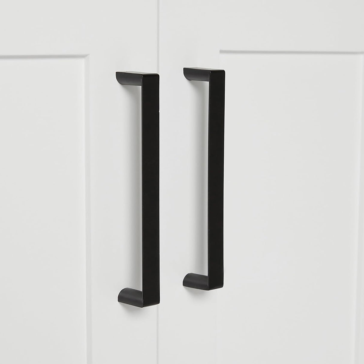 ARIEL Hepburn 72" White Double Vanity, 1.5" Edge Carrara Quartz Countertop & Splash, Rectangular Sinks, 4 Soft Closing Doors, 6 Full Extension Dovetail Drawers, Toe Kick, Matte Black ARIEL