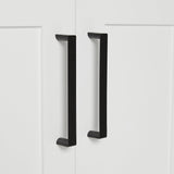 ARIEL Hepburn 72" White Double Vanity, 1.5" Edge Carrara Quartz Countertop & Splash, Rectangular Sinks, 4 Soft Closing Doors, 6 Full Extension Dovetail Drawers, Toe Kick, Matte Black ARIEL