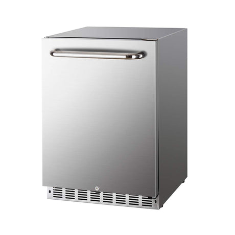 HCK Outdoor Refrigerator 24 Inch, Undercounter Refrigerators with Stainless Steel Door, 161 Can Beverage Fridge for Home Bar, Kitchen, Patio, Outdoor, Commercial Use HCK