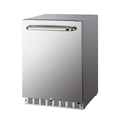 HCK Outdoor Refrigerator 24 Inch, Undercounter Refrigerators with Stainless Steel Door, 161 Can Beverage Fridge for Home Bar, Kitchen, Patio, Outdoor, Commercial Use