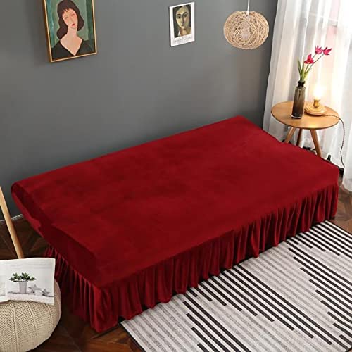 Yefound Armless Thick Plush Futon Cover Stretch Velvet Sofa Bed Slipcover Soft Couch Sofa Cover Futon Slipcover Futon Sofa Cover Furniture Bed Protector,59"-67",Red Yefound