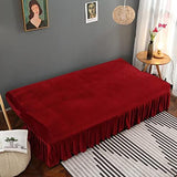 Yefound Armless Thick Plush Futon Cover Stretch Velvet Sofa Bed Slipcover Soft Couch Sofa Cover Futon Slipcover Futon Sofa Cover Furniture Bed Protector,59"-67",Red Yefound