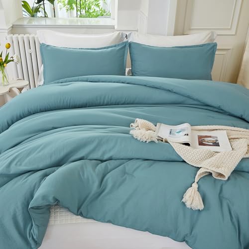 Litanika Grayish Teal Comforter Set Twin/Twin XL Size, 2 Pieces Lightweight Solid Bedding Comforter Set, All Season Fluffy Bed Set (66x90In Comforter & 1 Pillowcase) Litanika