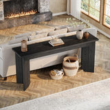 Tribesigns Farmhouse Console Table, 70.9-Inch Extra Long Console Table, Wood Sofa Table Behind Couch with Widened Tabletop & Sturdy Double Pedestal for Living Room, Hallway, Foyer (Black) Tribesigns