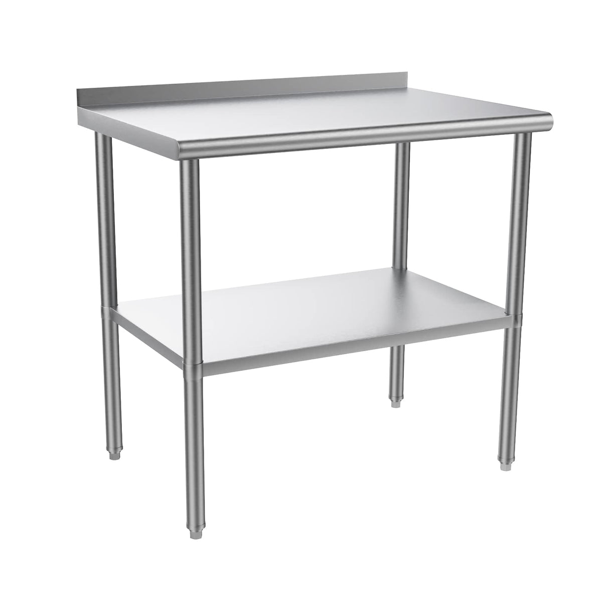 ROVSUN 36'' x 24'' Stainless Steel Table for Prep & Work,Commercial Worktables & Workstations,Heavy Dut Metal Table with Adjustable UnderShelf & Backsplash for Kitchen, Restaurant,Home,Hotel ROVSUN