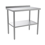 ROVSUN 36'' x 24'' Stainless Steel Table for Prep & Work,Commercial Worktables & Workstations,Heavy Dut Metal Table with Adjustable UnderShelf & Backsplash for Kitchen, Restaurant,Home,Hotel ROVSUN