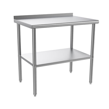 ROVSUN 36'' x 24'' Stainless Steel Table for Prep & Work,Commercial Worktables & Workstations,Heavy Dut Metal Table with Adjustable UnderShelf & Backsplash for Kitchen, Restaurant,Home,Hotel ROVSUN