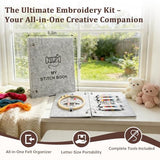 Bmtbu 2026 Upgraded Embroidery Stitch Book Kit with 8.27"x10.65" Portable Loose-Leaf Cover, 6 Fabric Pages, Complete Toolkit, Easy Instructions & Video Tutorials. (Classic)