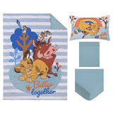Disney The Lion King Blue, Tan, and Orange, Better Together 4 Piece Toddler Bed Set - Comforter, Fitted Bottom Sheet, Flat Top Sheet, and Reversible Pillowcase NoJo