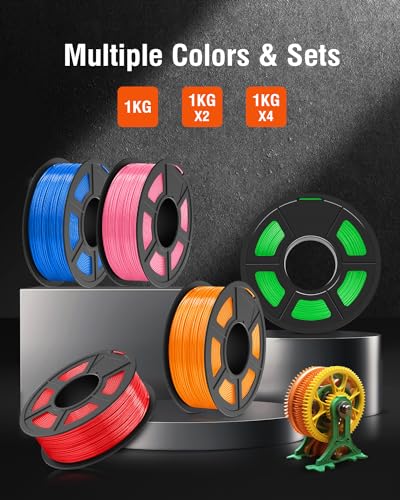 SUNLU ABS Filament 1.75mm 3D Printer Filament Bundle Multicolor, Individually Vacuum Packed, 2kg in Total, 0.25kg per Spool, 8 Pack, 8 Colors, Black+White+Grey+Blue+Yelllow+Green+Red+Orange SUNLU