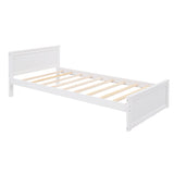 Loft Bed with Desk and Wardrobe Twin Over Twin Loft Bunk Beds Frame with Storage Drawers and Bookcase Wood All in One Beds for Kids Boys Girls Teens, White Bellemave