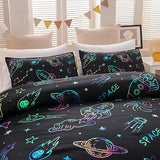 Aimuan Space Bedding Twin Bed Comforter Kids Rocket Bedding Set Super Soft & Cute Aliens UFO Printed for Boys Girls Teen (Black, Twin) Aimuan