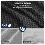 PHF Ultra Soft Waffle Weave Comforter Set Queen Size, 3 Pieces Lightweight Breathable Comfy Bedding Set, Comfy Textured 1 Comforter with 2 Pillow Shams, Black PHF