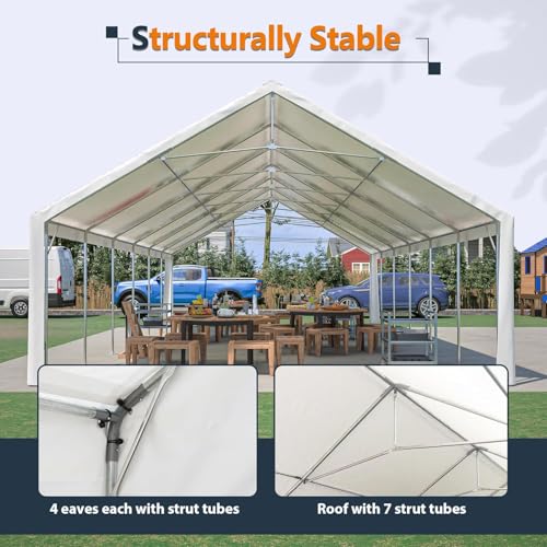 20x40 FT Heavy Duty Party Tent, Large Commercial Wedding Event Tent with Triangle Structure & 3 Carry Bags, Waterproof Outdoor Canopy Gazebo for Parties, Carport, Camping and Patio Events dafrigic