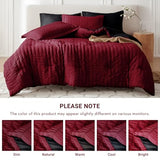 MUXHOMO 7 Pieces Queen Comforter Set, Seersucker Bed in a Bag Queen Size, All Season Luxury Bedding Set with Comforter, Flat Sheet, Fitted Sheet, Pillowcases & Shams, Red & Black MUXHOMO