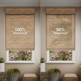 SmartWings Natural Woven Wood Roman Shades Work with HOMEKIT, Smart Motorized Window Blinds Bamboo Roman Shades for Smart Home/Office, Rechargeable Cordless Remote Control, Customized, Fabric Sample SmartWings