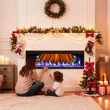 GARVEE Electric Fireplace 60 Inch, Wall Mounted Electric Fireplace, Remote Control with Timer,Touch Screen,Adjustable Flame Color and Speed,750W/1500W (Remote, 50 in) Garvee