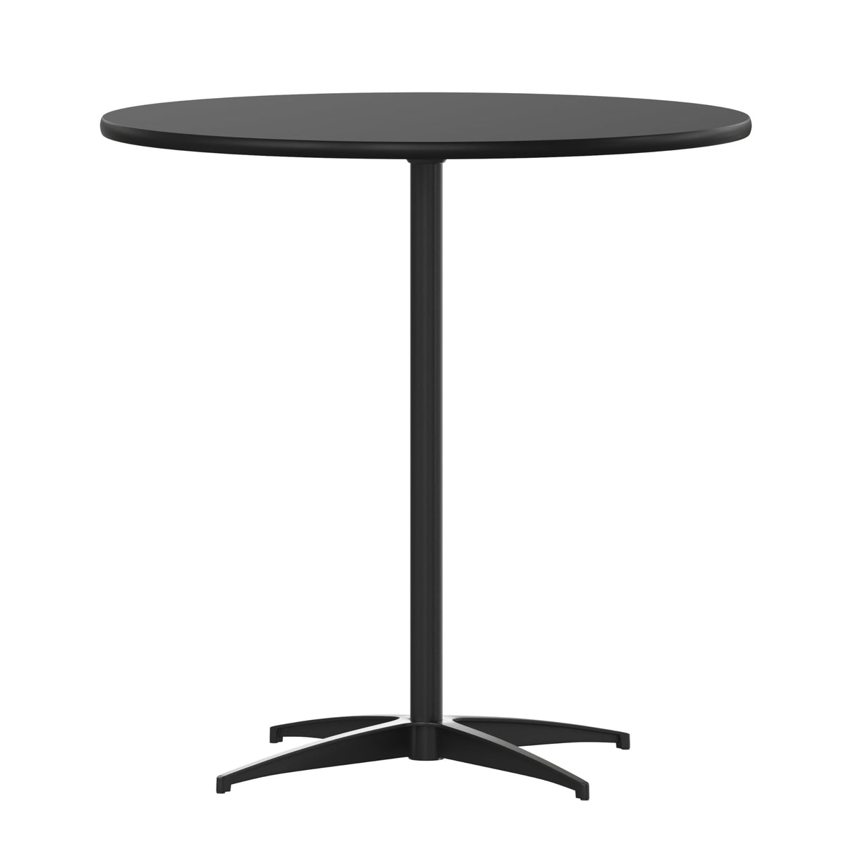 Flash Furniture Lars Black 30'' Round Wood Cocktail Table with 30'' and 42'' Columns Flash Furniture