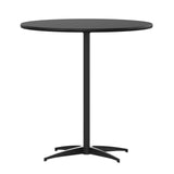 Flash Furniture Lars Black 30'' Round Wood Cocktail Table with 30'' and 42'' Columns Flash Furniture