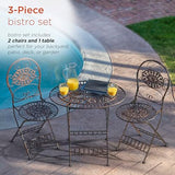 Alpine Corporation Indoor/Outdoor 3-Piece Oval Bistro Set Folding Table and Chairs Patio Seating, Bronze Alpine Corporation