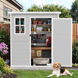 Osparple 6x6 FT Gray Resin Garden Storage Shed - Waterproof Outdoor Storage Resin Shed with Floor | Lockable Door, Window & Vents Tool Sheds for Bikes, Tools & Patio,Backyard,Lawn Osparple