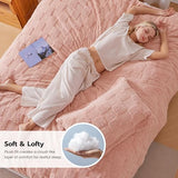 Joiedomi Tufted Full Size Comforter Set, 3 Pieces Coral Pink Boho Full Bedding Set with 1 Plaid Geometric Comforter and 2 Pillow Shams, Checkered Bed in a Bag for All Seasons Joiedomi