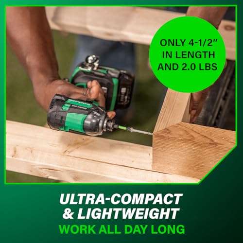Metabo HPT 18V MultiVolt Cordless Triple Hammer BOLT Impact Driver Set, Power Impact Driver Kit with Case, 2 Lithium-Ion Batteries and Charger, 1/4-Inch Chuck, Compact LightWeight Power Tool, WH18DC Metabo HPT