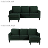 CosmoLiving by Cosmopolitan Strummer Modern Reversible Sectional Couch Upholstered in Green Velvet Fabric with Floating Ottoman CosmoLiving by Cosmopolitan