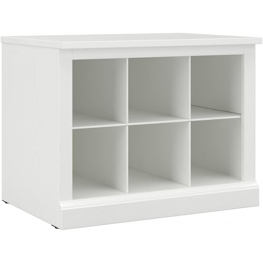 kathy ireland Home by Bush Furniture Woodland Small Shoe Bench with Shelves, 24-Inch, White Ash (WDS224WAS-03) - WoodArtSupply