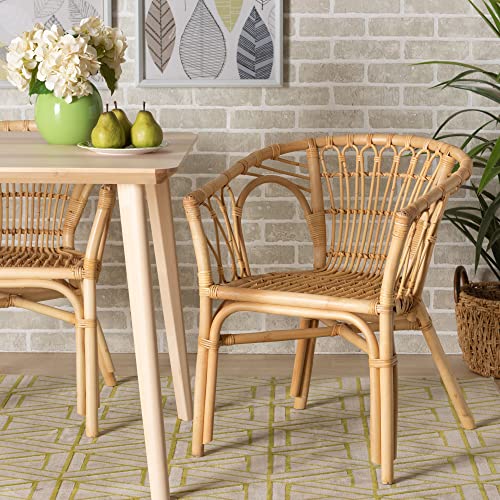 Baxton Studio Kaka Natural Rattan Dining Chair - WoodArtSupply