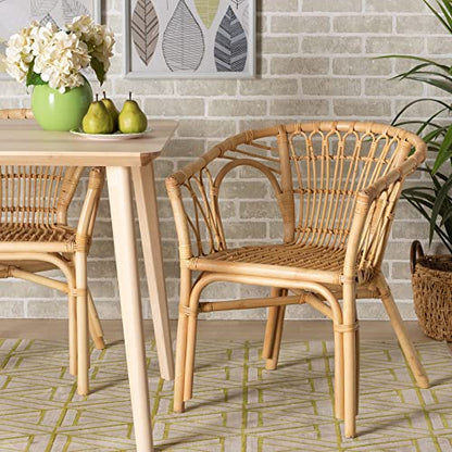 Baxton Studio Kaka Natural Rattan Dining Chair - WoodArtSupply