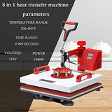 ENPAP Heat Press 15x15 Inch 8 in 1 Heat Press Machine 360-Degree Swing Away Digital T Shirt Press Machine Multifunction Sublimation Combo for T Shirts Mugs Hat Plate Cap Bottle ENPAP