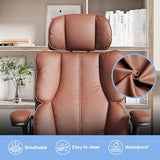 Kensaker Executive Leather Office Chair, Computer Chair with Thick Cushion & Lumbar Support, Ergonomic Desk Chair with Adjustable Headrest & Armrests,Brown Kensaker