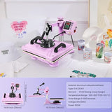 AKEYDIY Heat Press Machine 8 in 1 Combo 12x15 Inch Shirt Press Machine Heat Press Sublimation Machine for T-Shirts, Hats Caps Tumblers Glass Cans Mugs, and Plates (Pink Purple 8 in 1) AKEYDIY