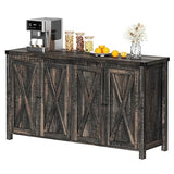 YITAHOME Farmhouse Sideboard Buffet Cabinet with Storage with 4 Doors, 55'' Large Kitchen Storage Cabinet, Wood Coffee Bar Cabinet with Adjustable Shelf for Kitchen, Living Room, Dark Oak YITAHOME