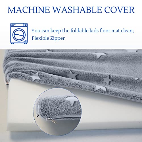 MeMoreCool Kids Floor Mattress, Play Mat Muscle Mat Large 6x4 FT, Thicken Foam Futon Mattress for Playroom, Foldable Sleeping Crawling Pad for Children’s Play Area MeMoreCool
