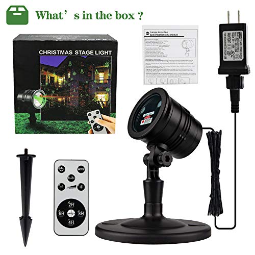 Christmas Projector Lights Outdoor Holiday Laser Lights Landscape Spotlight Red and Green Star Shower with 360 Accessibility Wireless Remote Christmas Decor for Xmas Party Outdoor Garden Patio Wall Y YUEGANG