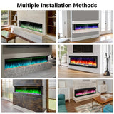 STRICWARM 70 inch 3 Sided Electric Fireplace Insert with Touchscreen, Smart Recessed/Built-in Linear Electric Fire Place Heater 1500W, Multi-Color Realistic Flames, APP Control, Timer, Log & Crystal STRICWARM