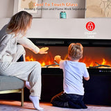 50" TV Stand with Fireplace, Fireplace TV Stand, Entertainment Center with Fireplace, Wall Mounted Electric Fireplace Heater, Voice/WiFi/Remote Control, Adjustable Multicolor Flame, Quiet, Modern GAOMON